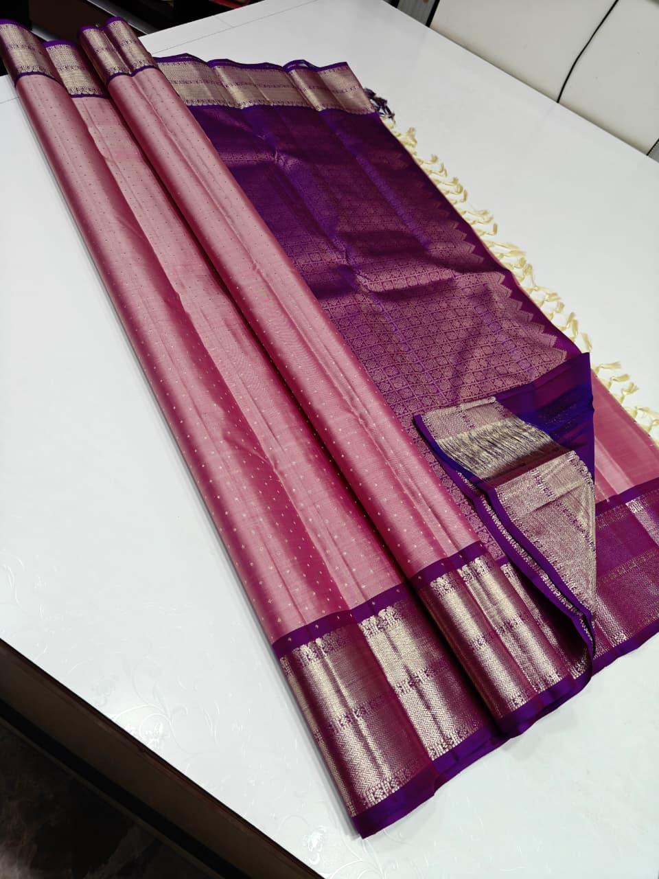 Purple and Gold Silk Saree